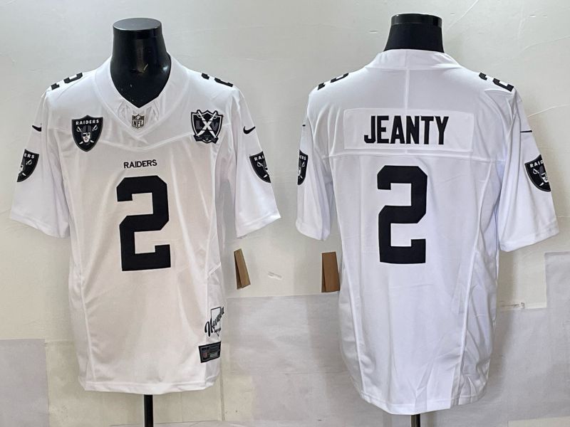 Men 2025 Oakland Raiders #2 Jeanty White Retro Third Generation Nike Limited NFL Jersey style 01